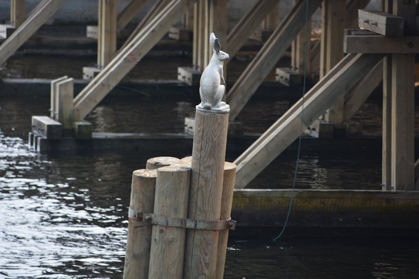 Памятник зайчику недалеко от Петропавловской крепости